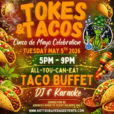 Tokes &amp; Tacos Cinco de Mayo celebration with all-you-can-eat taco buffet and karaoke on May 5, 2026.