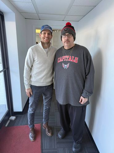 Nic Dowd and Monk at the 2026 signing event in Prince Frederick Md.