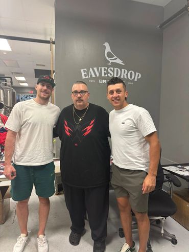 Monk with Martin Fehérváry and Pierre-Luc Dubois at the public signing event at Eavesdrop Brewery. S