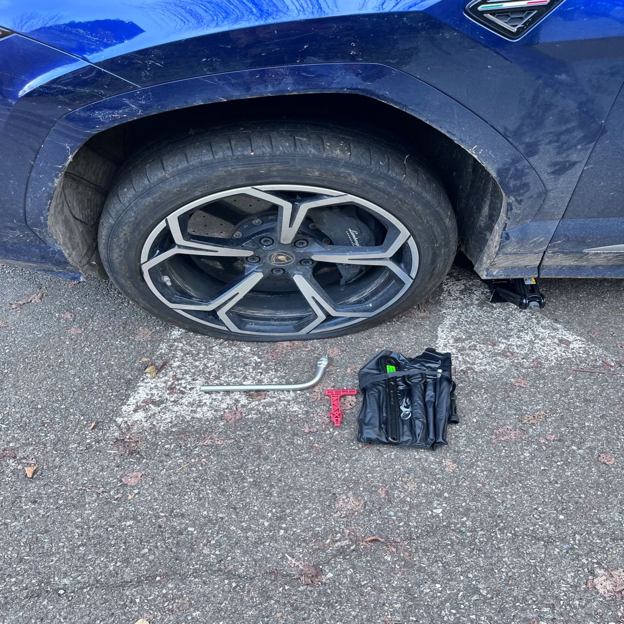 A flat tire on my Lamborghini urus