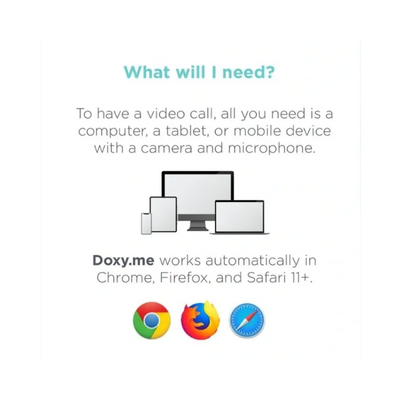 graphic showing a computer, tablet, and phone for doxy.me virtual visits
