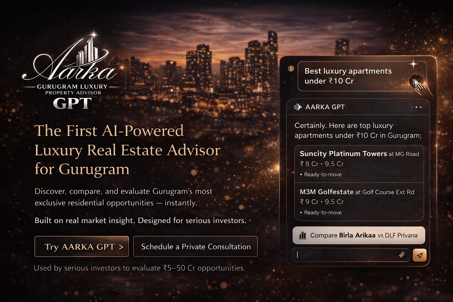 AARKA GPT, Gurugram's AI-powered luxury real estate advisor for top property insights.