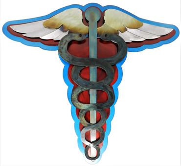 metal caduceus artwork 