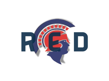 Logo featuring a Spartan helmet integrated with the letters R, E, D.