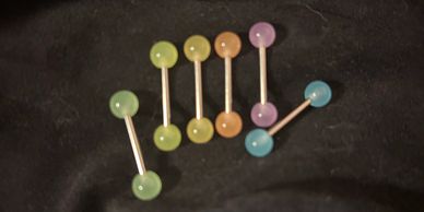 Glow in the dark nipple/tongue barbells