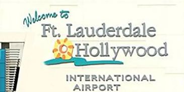 Welcome sign for Ft. Lauderdale Hollywood International Airport.