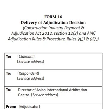 Delivery of Adjudication Decision