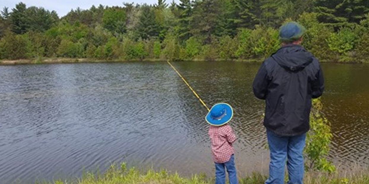 Father and son fishing.