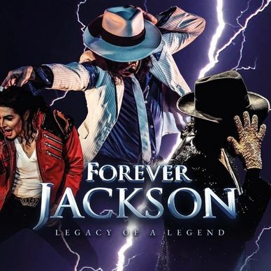 Tribute to Michael Jackson with three iconic poses and lightning.