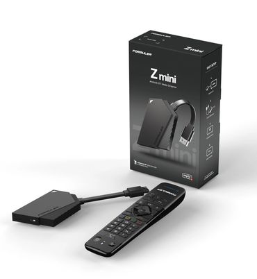 Formuler Z Mini Android IPTV box with voice remote and retail packaging