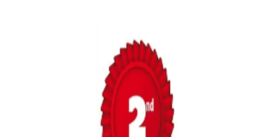 Second place red ribbon badge.