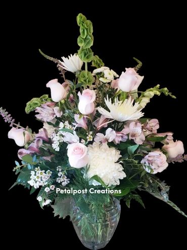 Ivory and pink vase arrangement