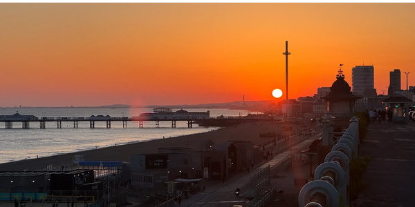 Brighton UK coast line at sunset