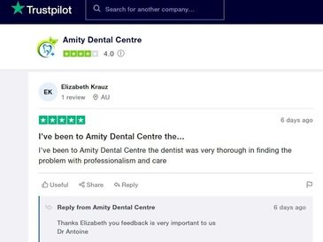 Truspilot reviews for Amity Dental Centre after appointment with Our Albany dentist.