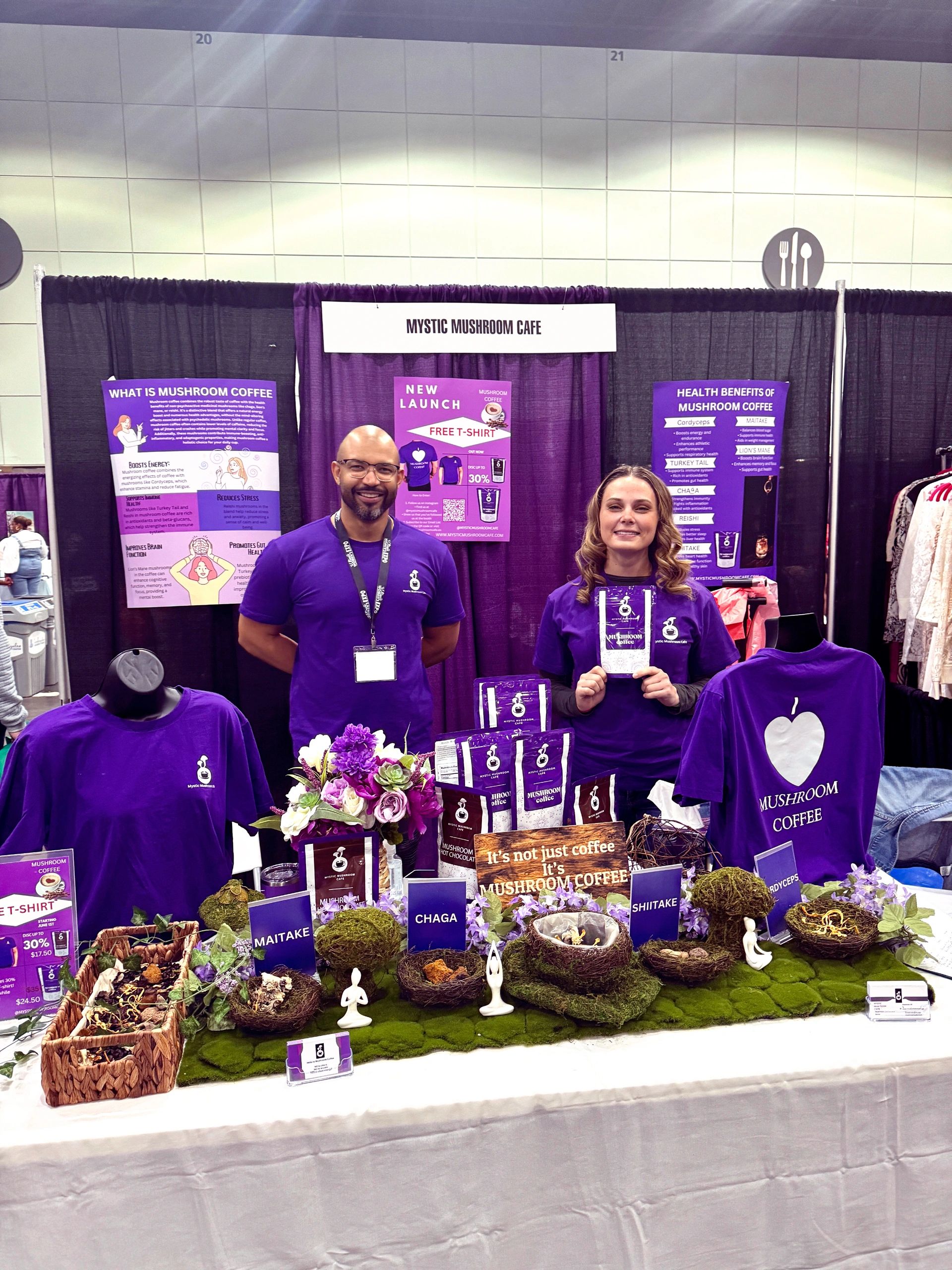 Mystic Mushroom Cafe's team at an expo