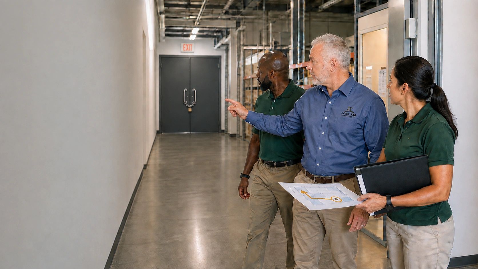 LTIS consultant and organizational leaders evaluate a secured exit during a readiness review