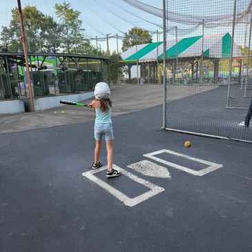 Softball pitching machine, batting cages, with speeds including slow, medium, fastpitch, and ARC, lo