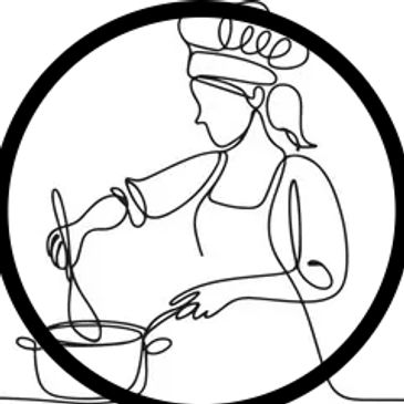 Woman cooking in a cozy kitchen.