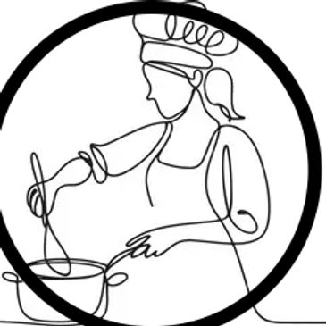 Woman cooking in a cozy kitchen.
