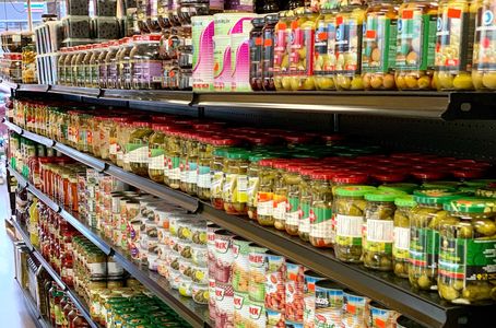 Turkish pickles, olives, canned foods and vegetables, ready to eat foods