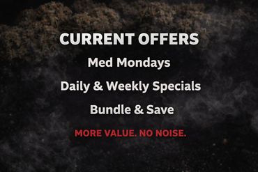 Promotional offers including Med Mondays, daily and weekly specials, and bundle deals.