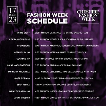 Cheshire Fashion Week 2023 schedule.