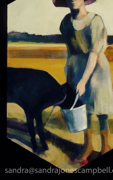 Sandra Jones Campbell 
Roberta with Calf
Giclee' Print
 Laguna Beach, Contemporary Art , Figurative 