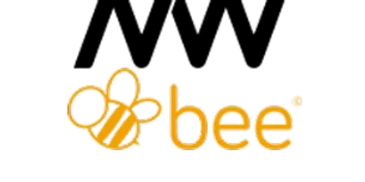 Minimalist logo featuring a stylized bee and the word 'bee'.