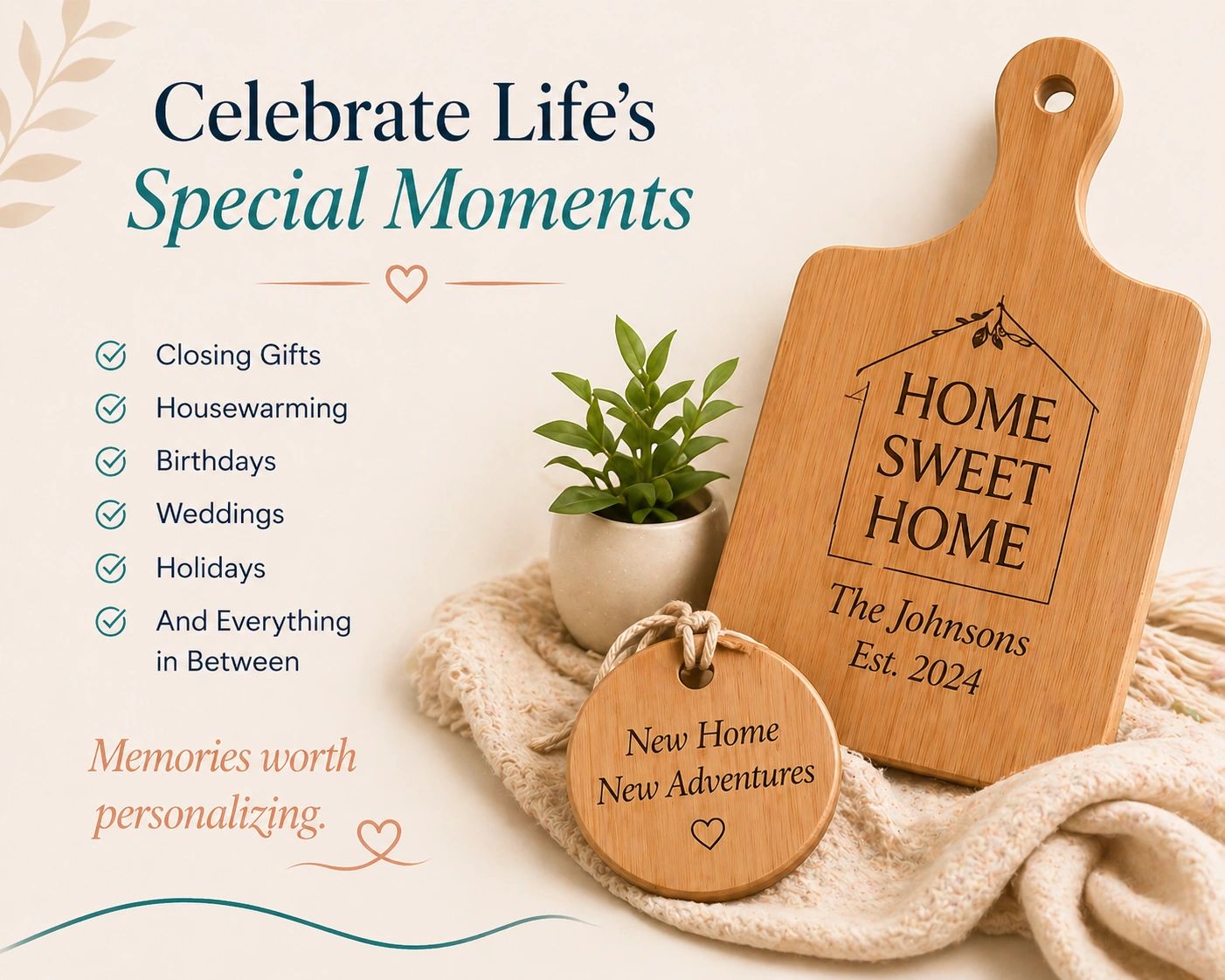 Personalized wooden gifts for celebrating special life moments and milestones.