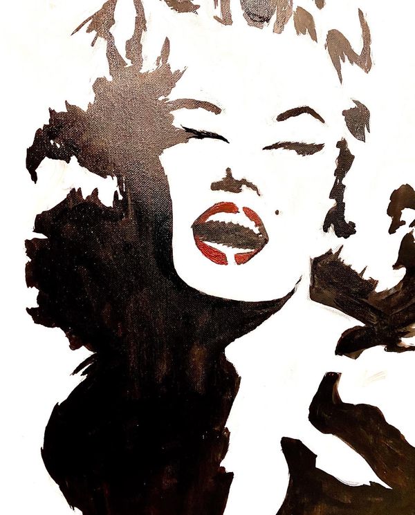 A bold monochrome reinterpretation of an icon - Marilyn Monroe.
 