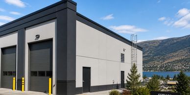   Industrial building painting  Vernon BC with freshly coated exterior and warehouse in the Okanagan