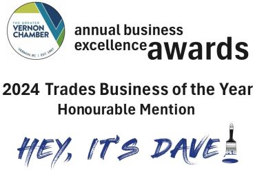 Award certificate for Hey, It's Dave as 2024 Trades Business Honourable Mention.