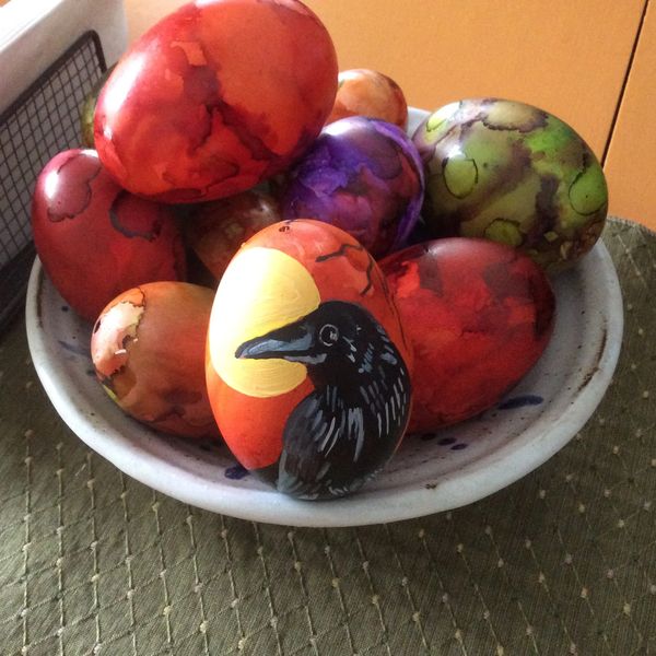 Alcohol ink painted eggs.