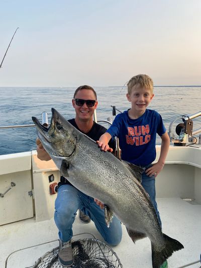 King Salmon charter fishing in Port Washington WI. Best Port Washington Fishing Charters, Angry Fin.