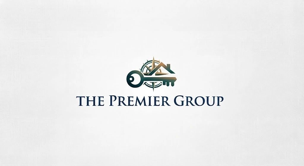 Logo of The Premier Group with a key and house design.