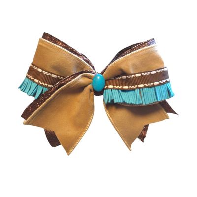 Turquoise Princess Pocahontas Hair Bow - Nature-Inspired Handcrafted Accessory