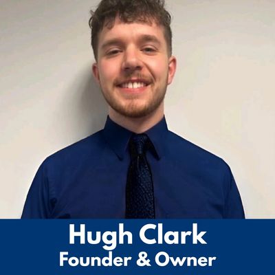 Hugh Clark's (the founder) picture of him smiling. 