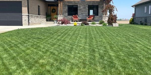 Perfect green lawn from custom sprinkler irrigation system.