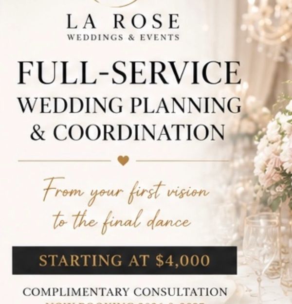 Full-service wedding planning and coordination by La Rose.