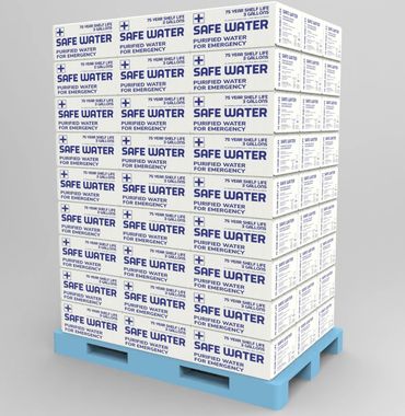 Pallet of Safe Water the 75 year shelf life emergency canned water.