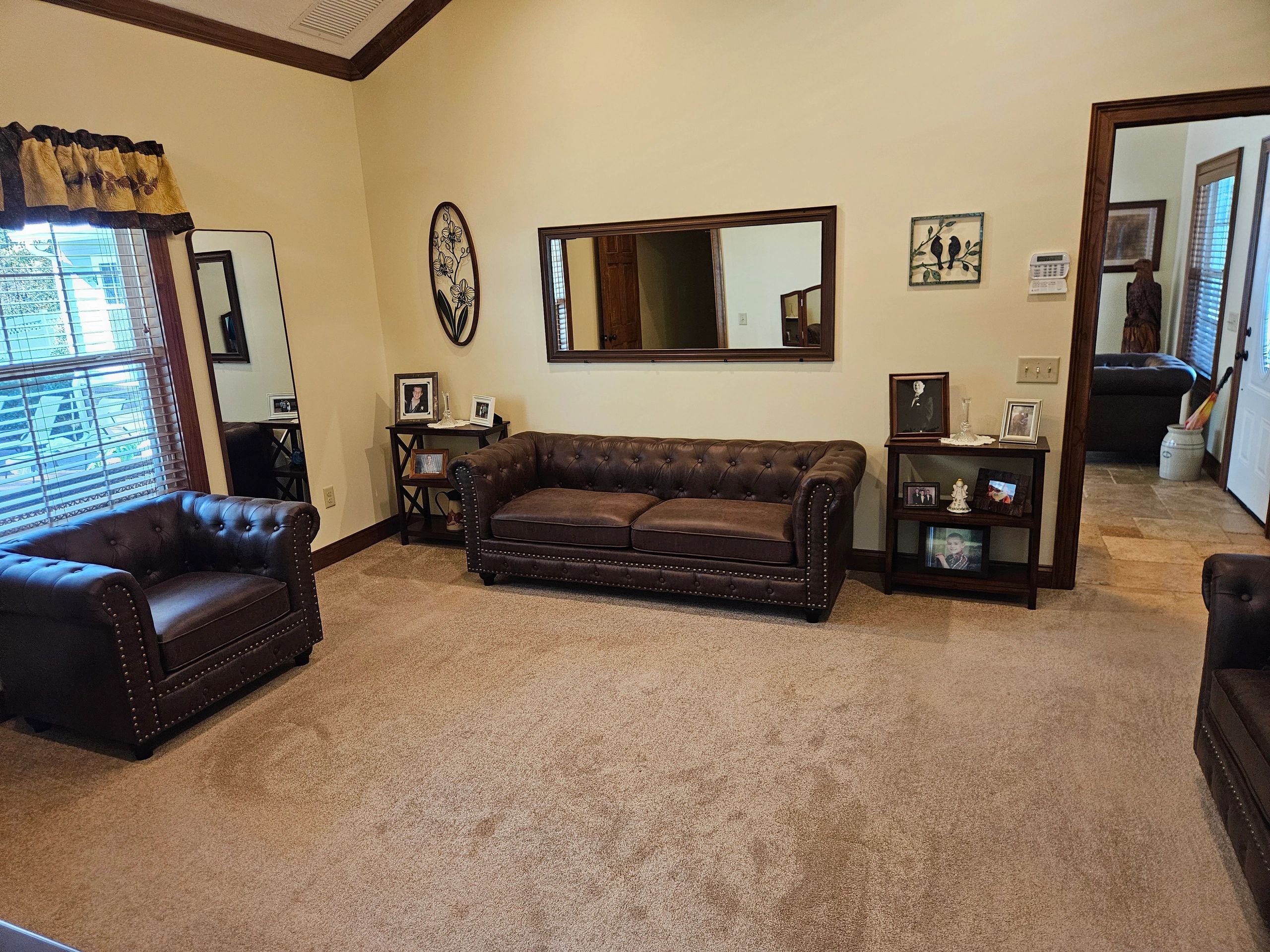 View of seating area in brides suite.
