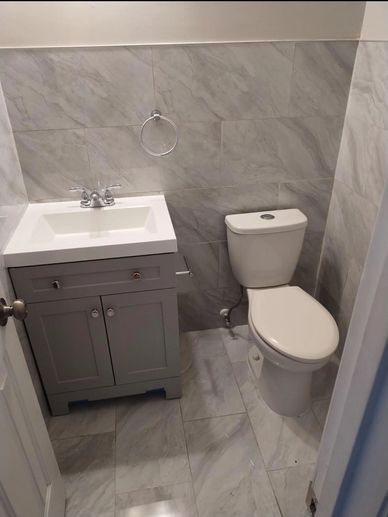 Completed toilet and sink installation