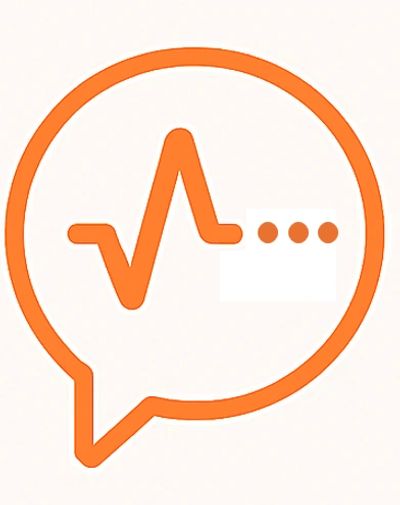 Orange speech bubble with pulse line and ellipsis inside.