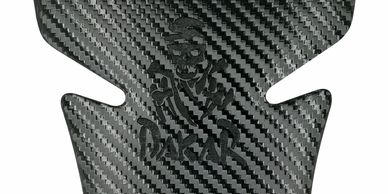 RubbaTech rubber tank pad for various Adventure motorcycle models. This textured pad has carbon desi