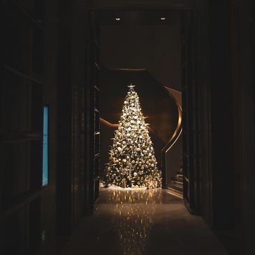 Christmas tree with decorations and lights
