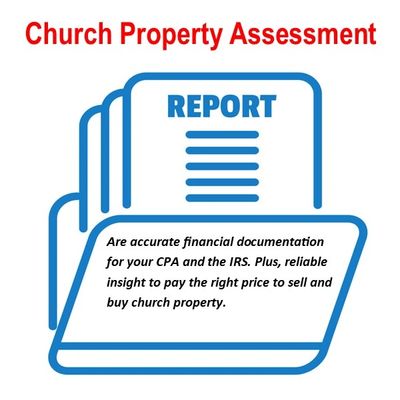 Illustration of a church property assessment report emphasizing accurate financial documentation.