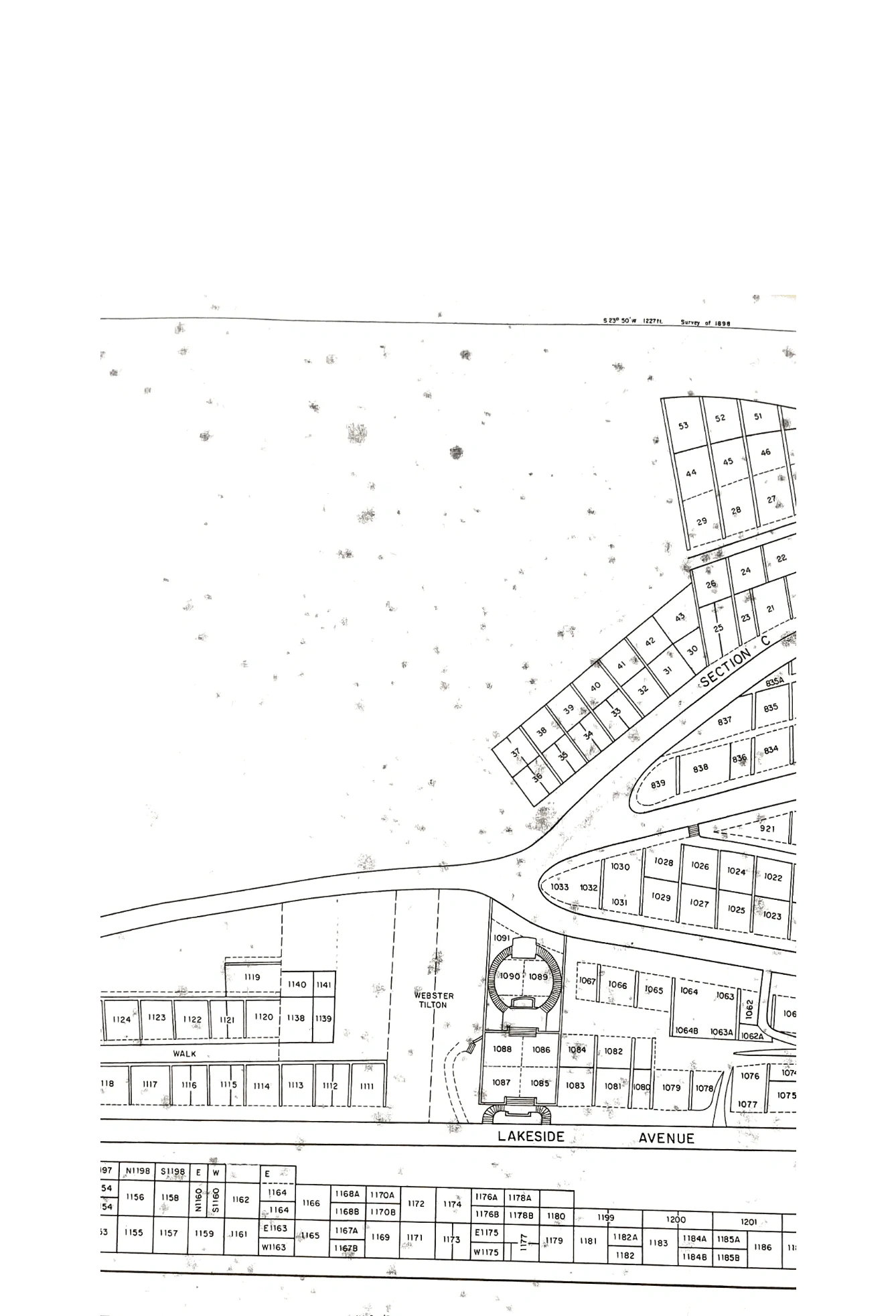 Second of six sectional maps of East side of Lakewood Cemetery Cooperstown