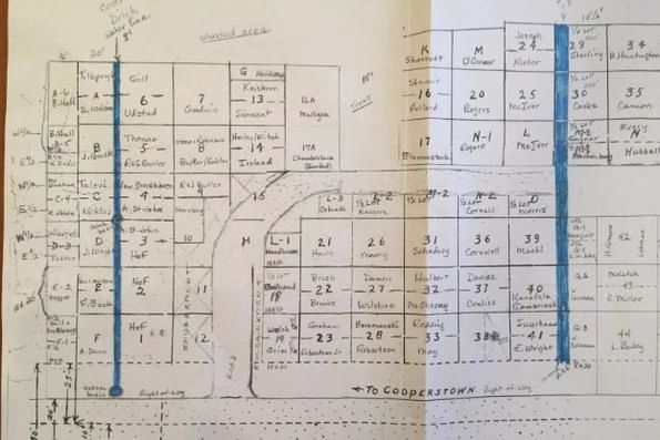 First of three sectional maps of West side of Lakewood Cemetery Cooperstown