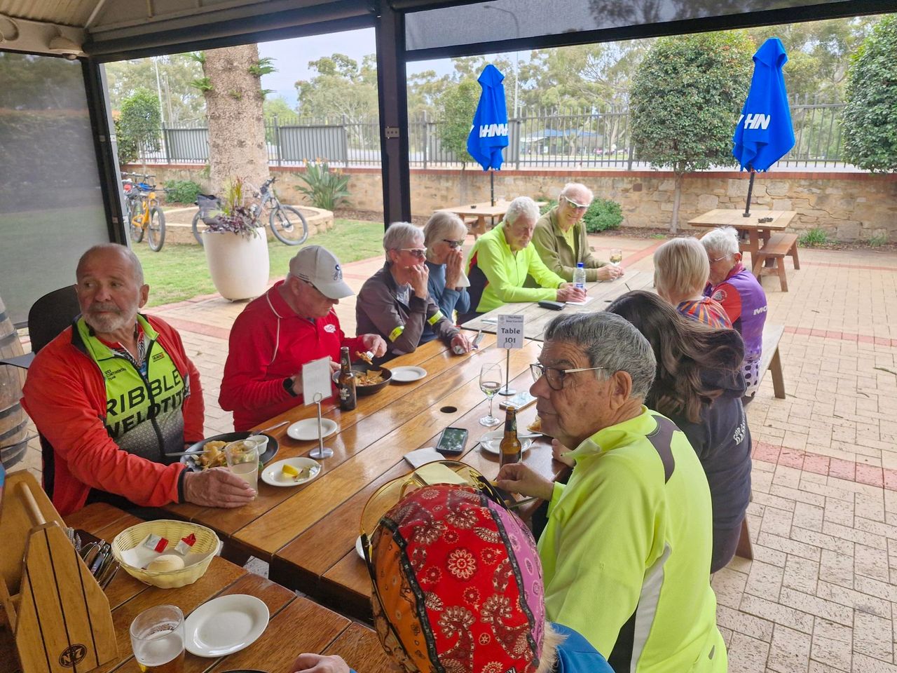 Enjoying a well-deserved post-ride lunch to celebrate 12 years Enjoying a well-deserved post-ride lunch to celebrate 12 years