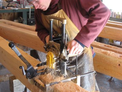 Using a chain mortiser for roughing out mortises 